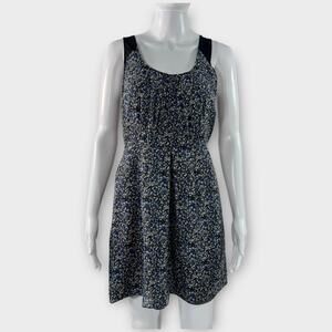 Broadway & Broome Madewell Blue Print Silk Mesh Panel Mini Dress Women's Size 0